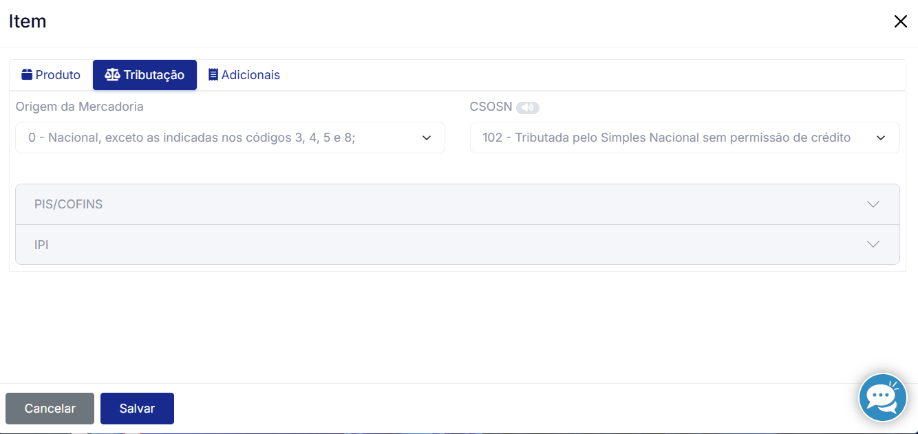 Tributação do item da NF-e