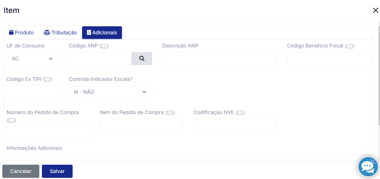 Informações adicionais do item da NF-e
