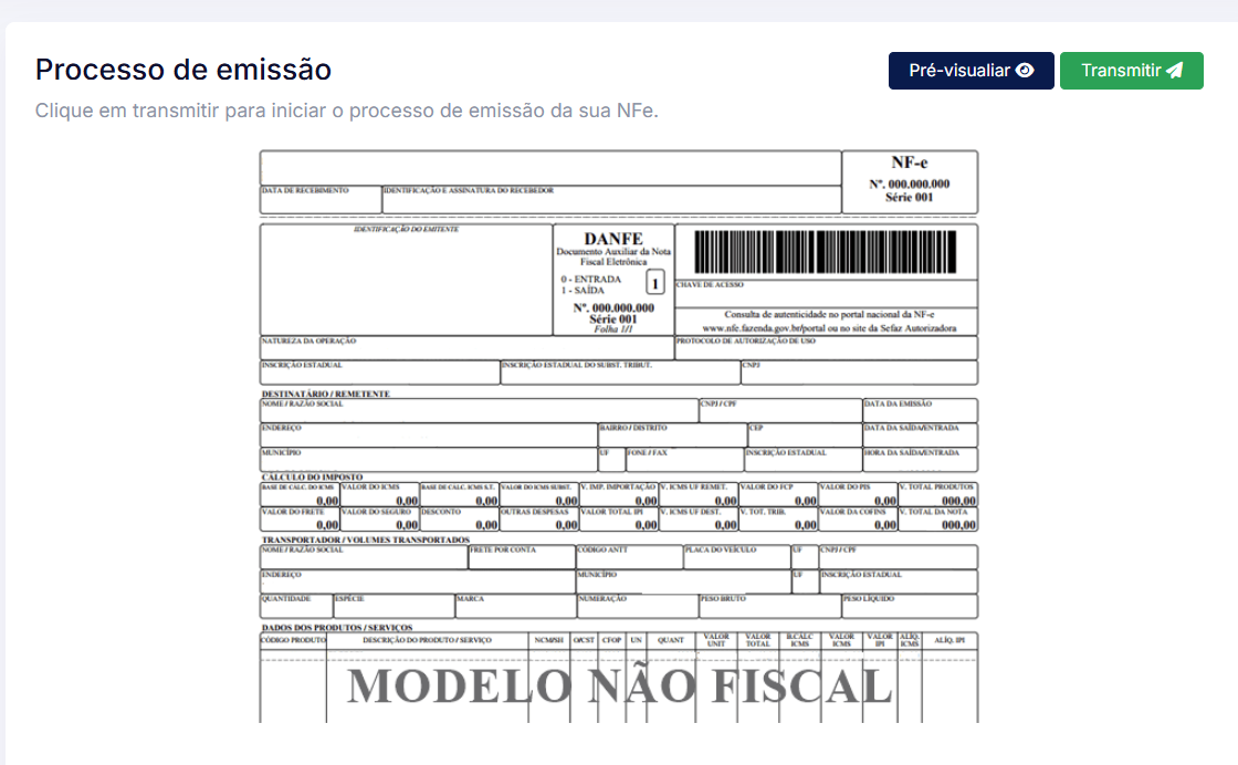 Pré-visualização e transmissão da NF-e