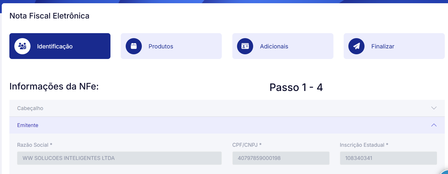 Dados do emitente na NF-e